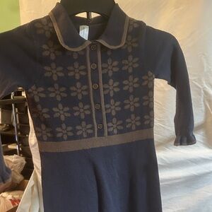Modern moments size 4 Navy and Brown Floral Knit Dress 0013
